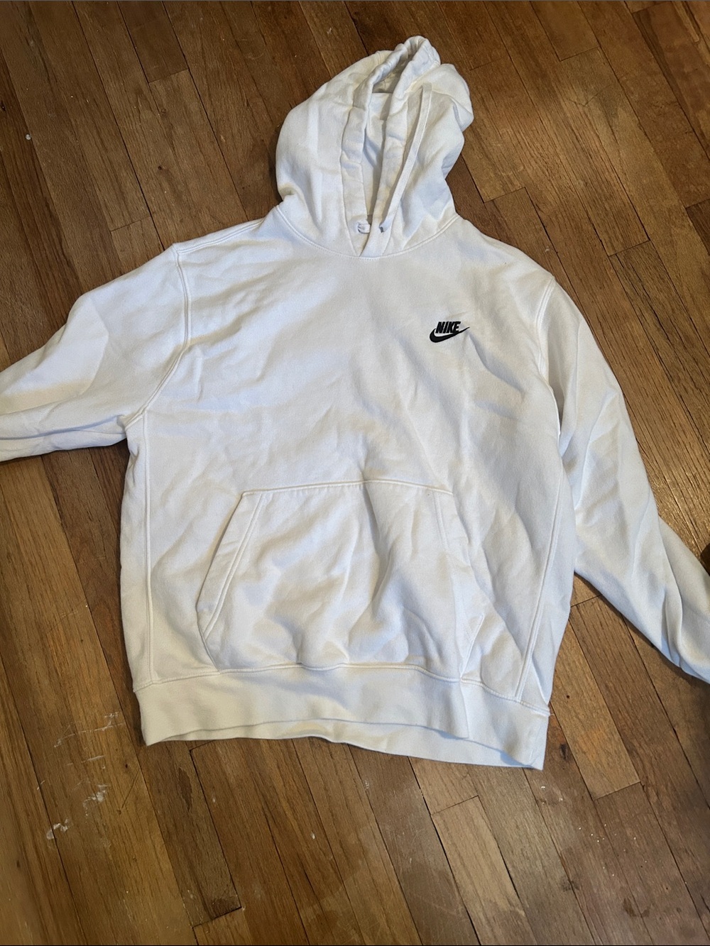Nike White Pullover Hoodie with Black Swoosh